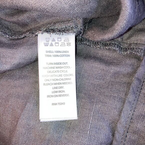 TAHARI size 14 100% Linen Wide Leg Dress Pants Taupe-Gray Belt Flowy - Picture 8 of 8